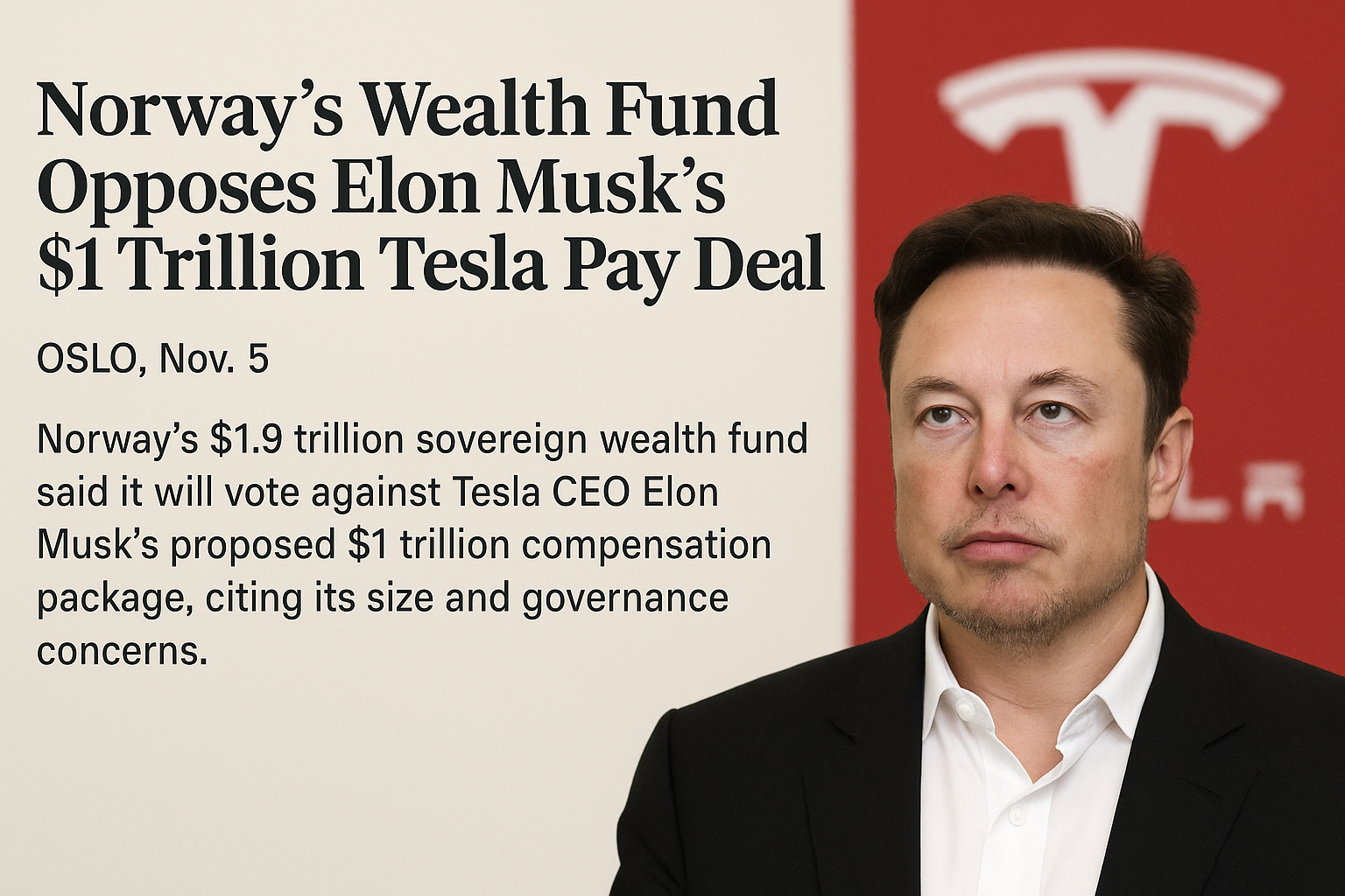 Norway’s Wealth Fund Opposes Elon Musk’s $1 Trillion Tesla Pay Deal