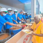 Food being served to devotees as part of Reliance Foundation’s Anna Seva initiative in Puri