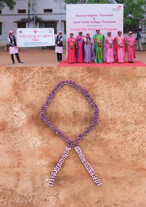 Kauvery Hospital Tirunelveli and Sarah Tucker College Youth Red Cross Students Joined Forces to Organize a World Cancer Day Awareness Programme