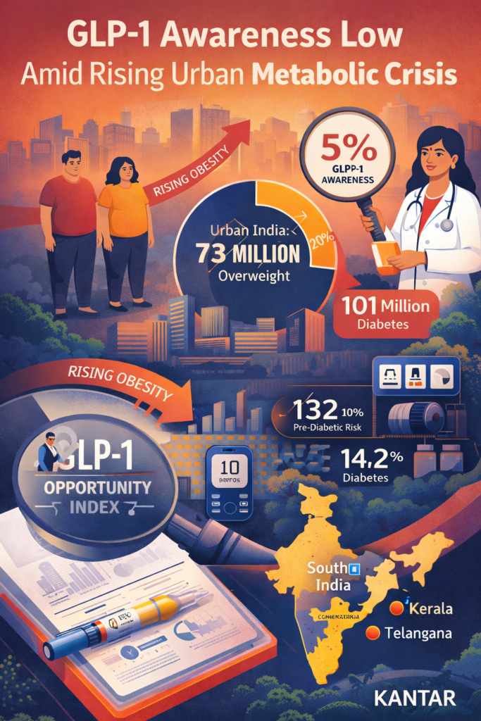 GLP-1 Awareness Below 5% Amid Rising Urban Obesity: Kantar Report